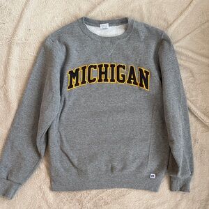 Russell Athletic Gray Michigan Crewneck Sweater